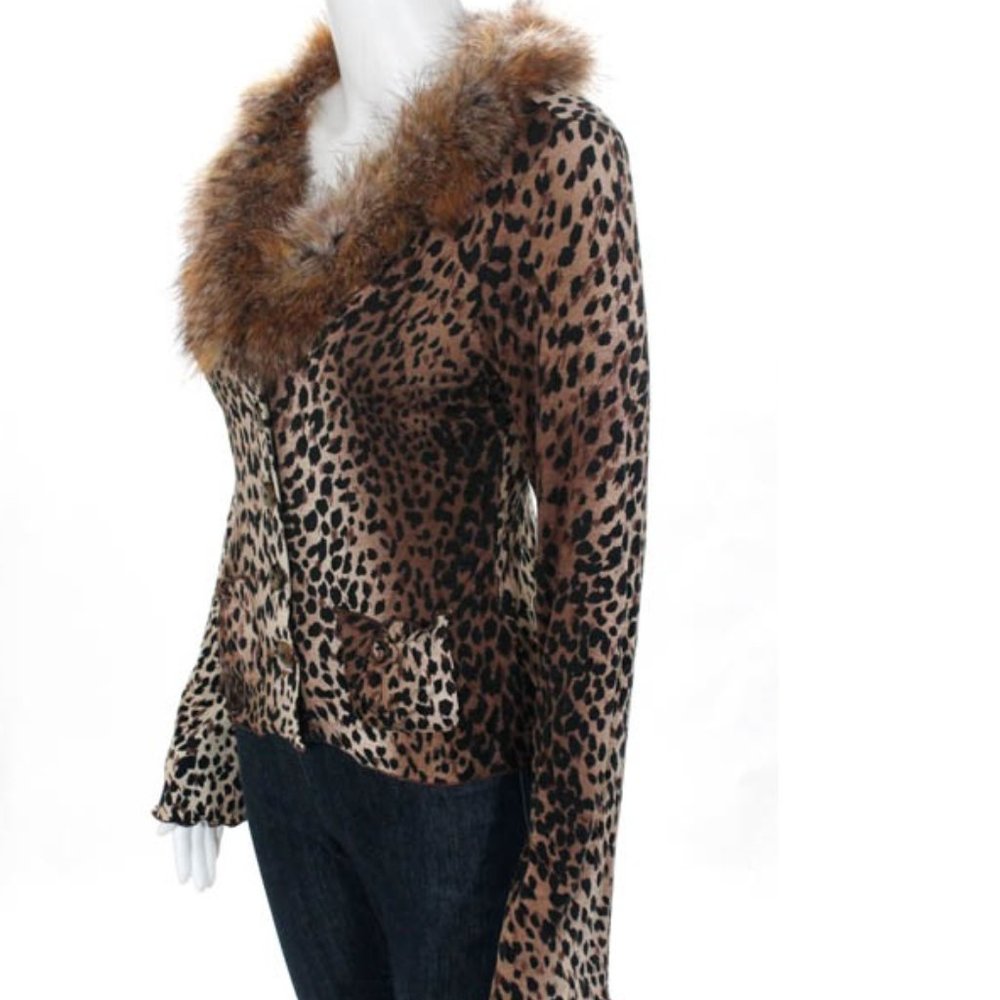 NWT Ann Ferriday Leopard Fur Collar "Blazer" NWT